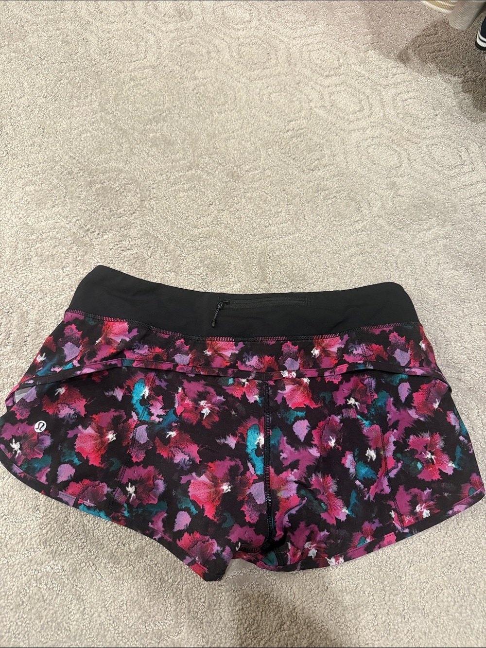 lululemon athletica Black Floral-Print Athletic Skort with Pink & Teal Accents